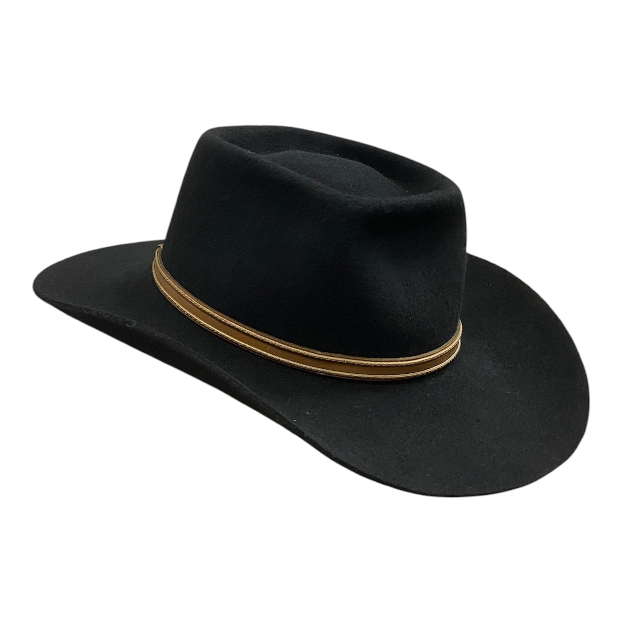 Western Brick — Handmade Black Cowboy Hat in 100% Stiff Wool Felt by Hatson