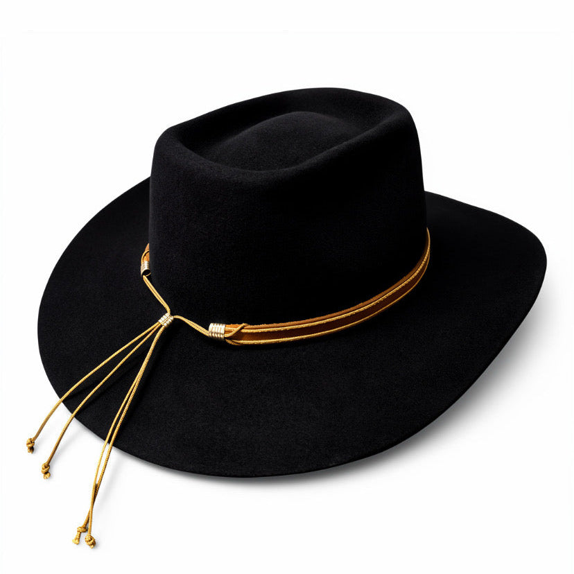Western Brick — Handmade Black Cowboy Hat in 100% Stiff Wool Felt by Hatson