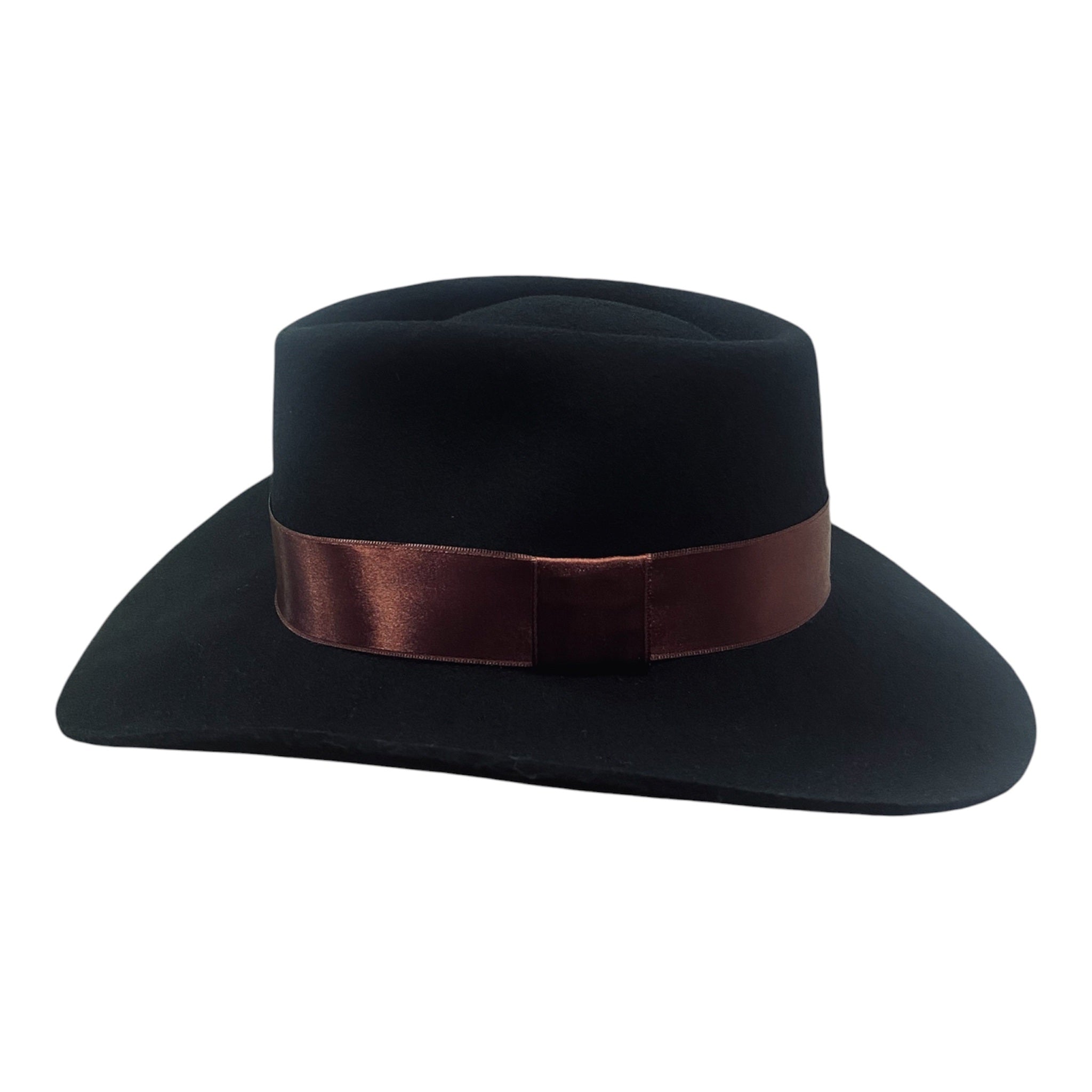 Western Wool Felt handmade Hat Bullhead - Black Cowboy Hat