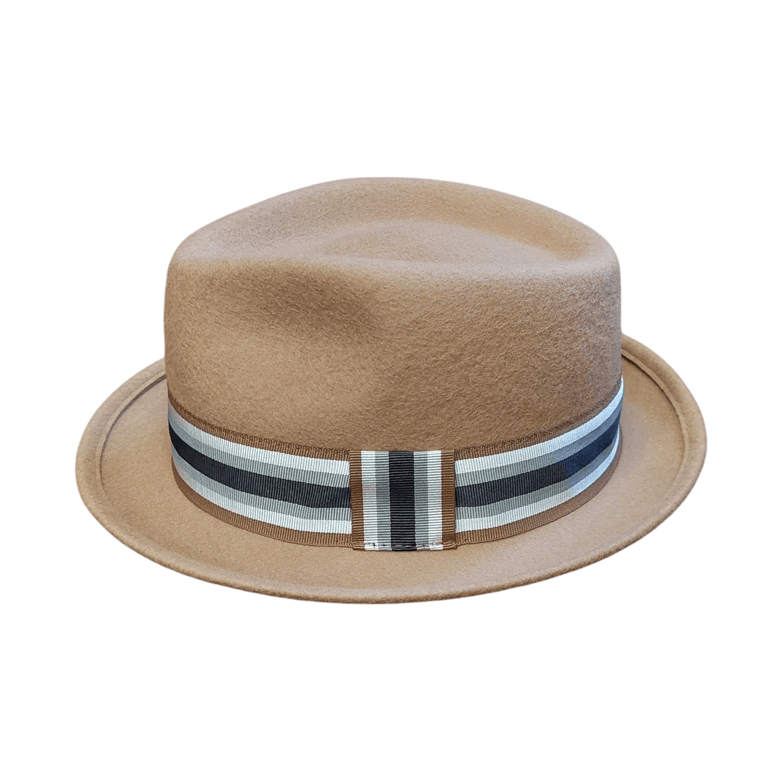 Wool felt trilby hat with striped grosgrain ribbon trim - premium fedora style hat in classic design