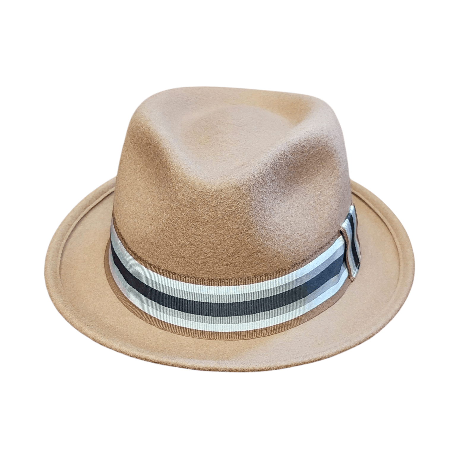 Wool felt trilby hat with striped grosgrain ribbon trim - premium fedora style hat in classic design