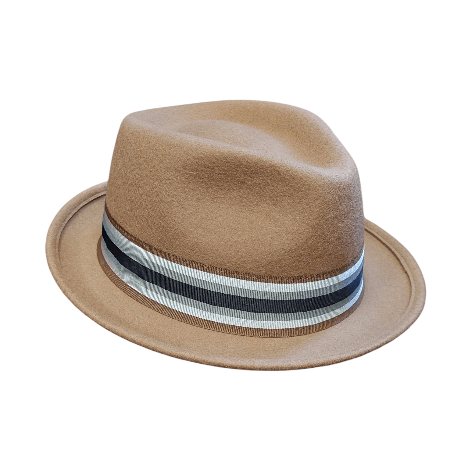 Wool felt trilby hat with striped grosgrain ribbon trim - premium fedora style hat in classic design
