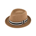 Wool felt trilby hat with striped grosgrain ribbon trim - premium fedora style hat in classic design