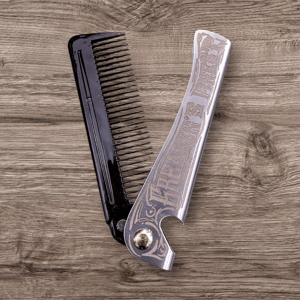 Folding Comb Greaser's Finest - Stainless Steel with Bottle Opener