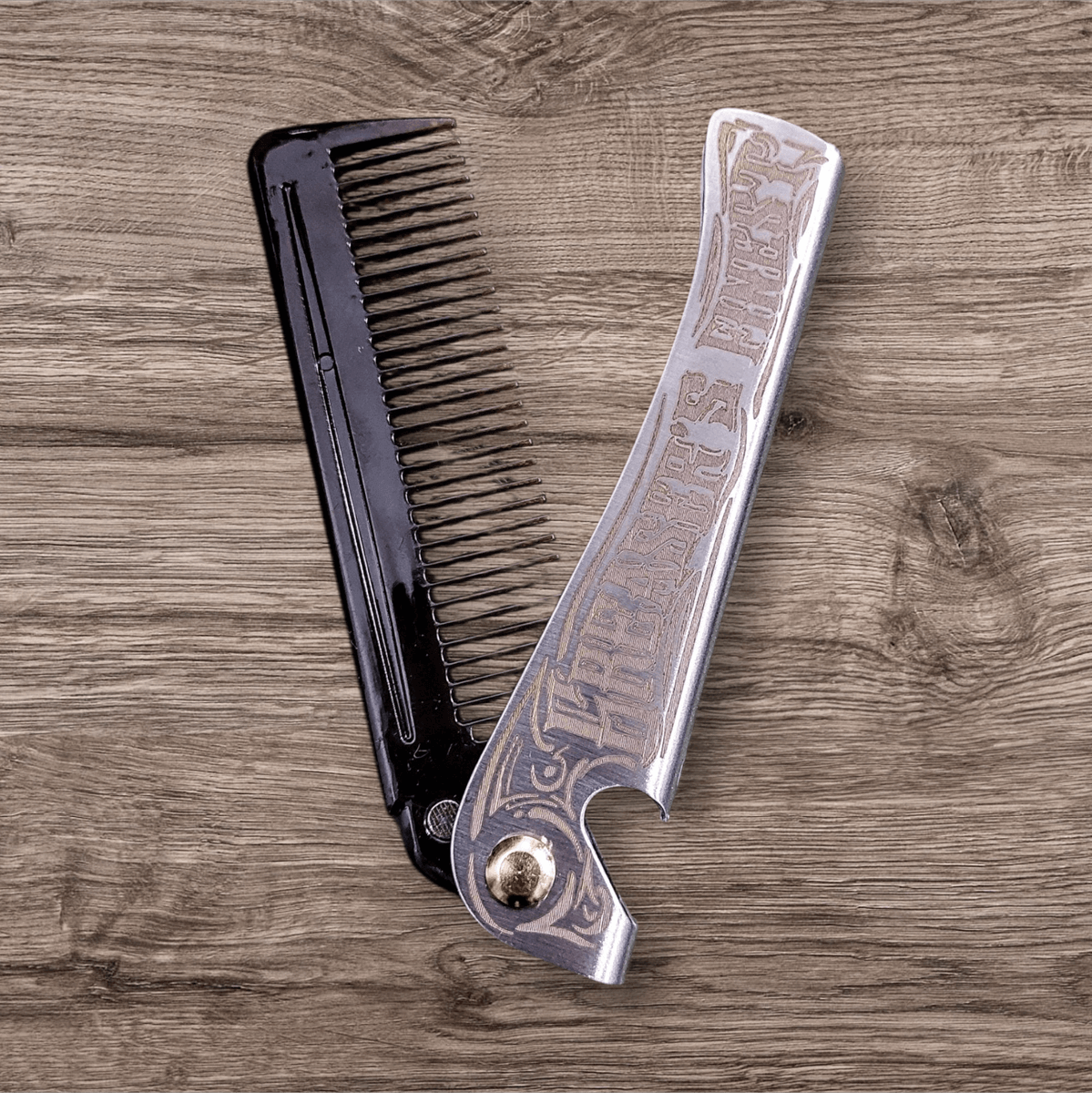Folding Comb Greaser's Finest - Stainless Steel with Bottle Opener