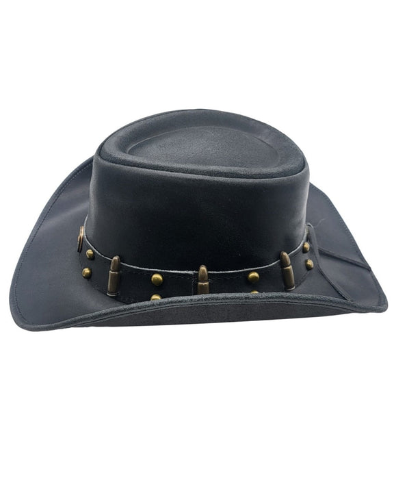 GENUINE BLACK LEATHER HAT