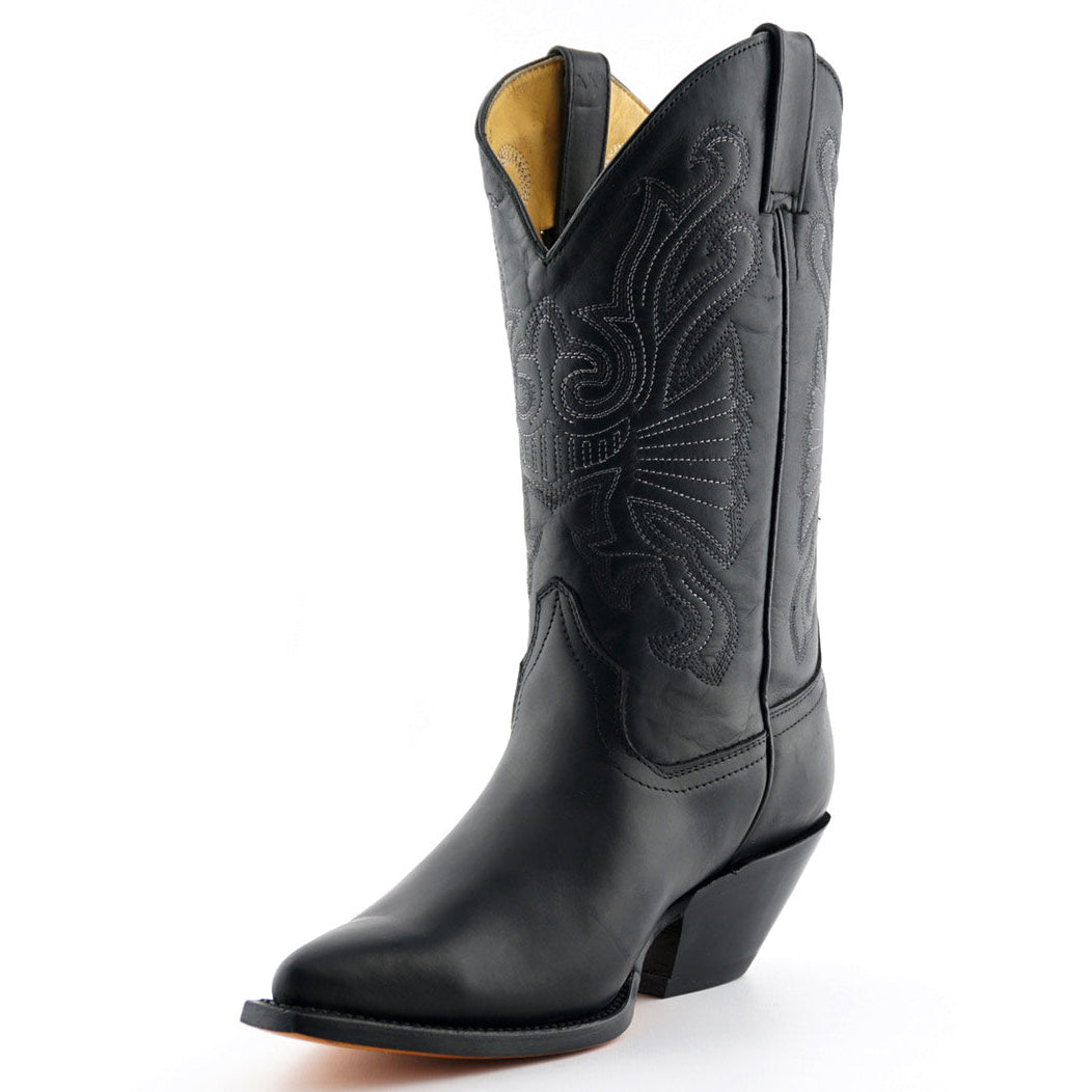 Premium Buffalo Black Leather Western Cowboy Boots Handcrafted in Mexico