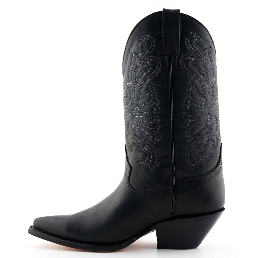 Premium Buffalo Black Leather Western Cowboy Boots Handcrafted in Mexico