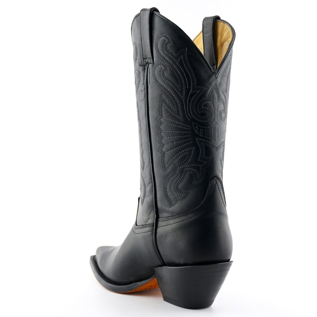 Premium Buffalo Black Leather Western Cowboy Boots Handcrafted in Mexico