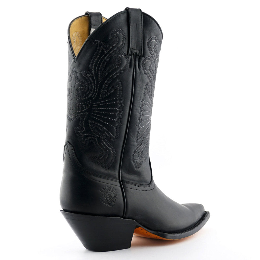 Premium Buffalo Black Leather Western Cowboy Boots Handcrafted in Mexico
