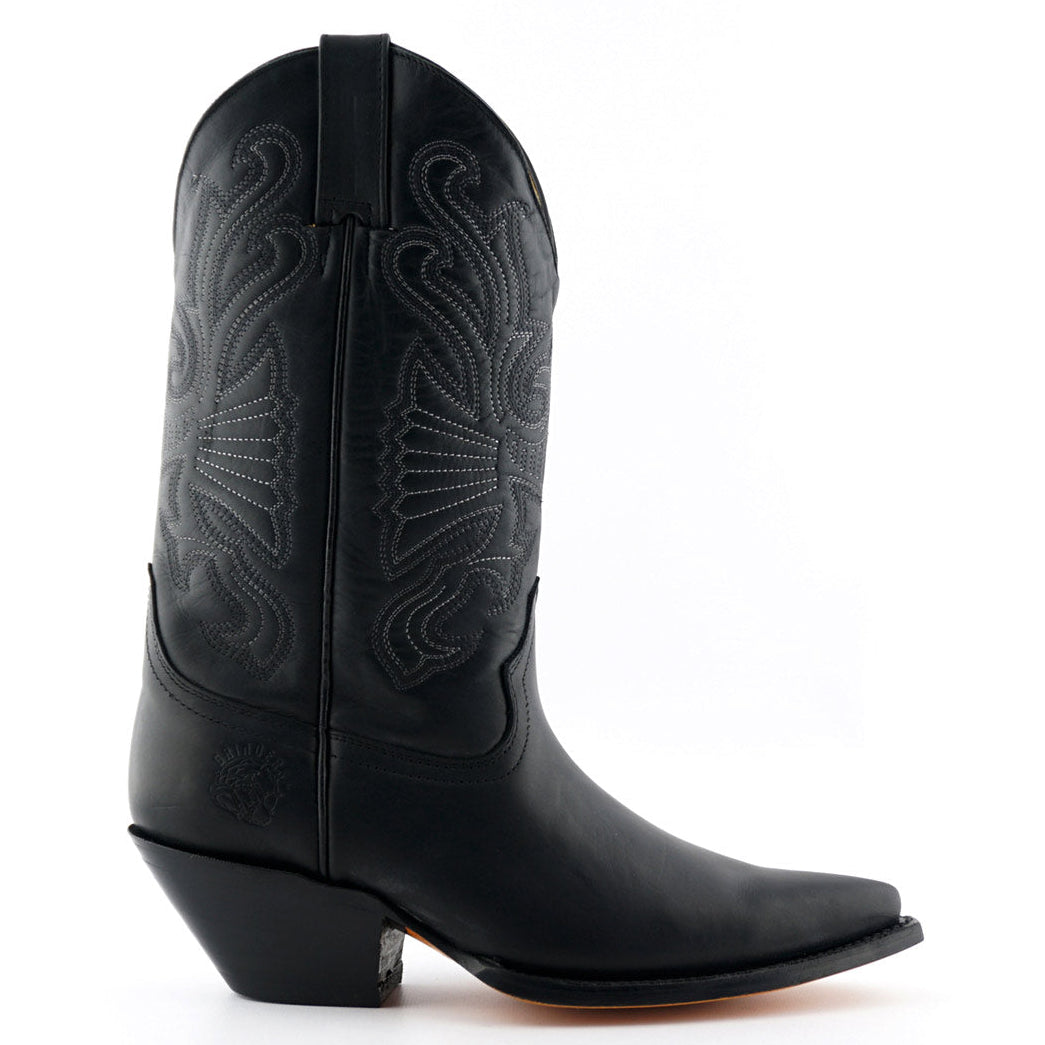 Premium Buffalo Black Leather Western Cowboy Boots Handcrafted in Mexico