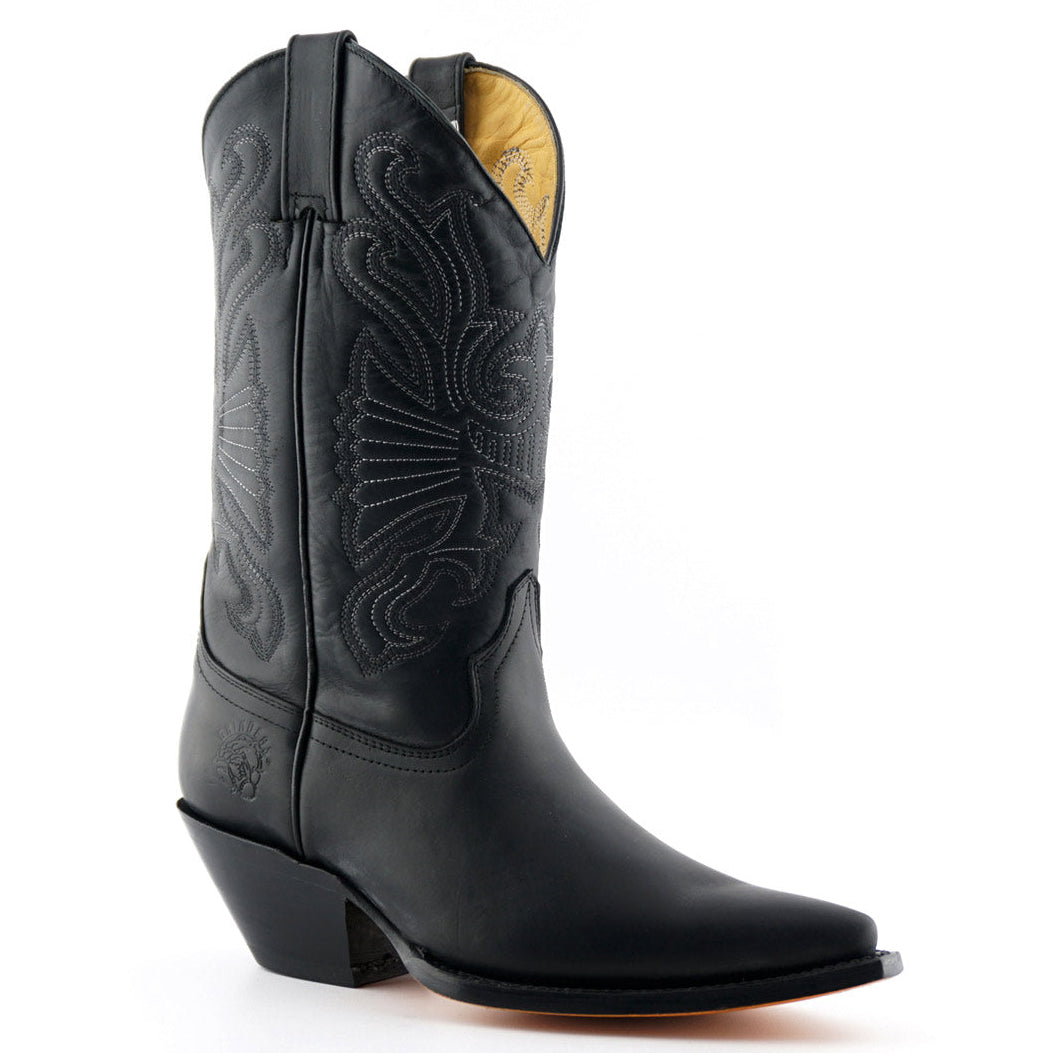Premium Buffalo Black Leather Western Cowboy Boots Handcrafted in Mexico