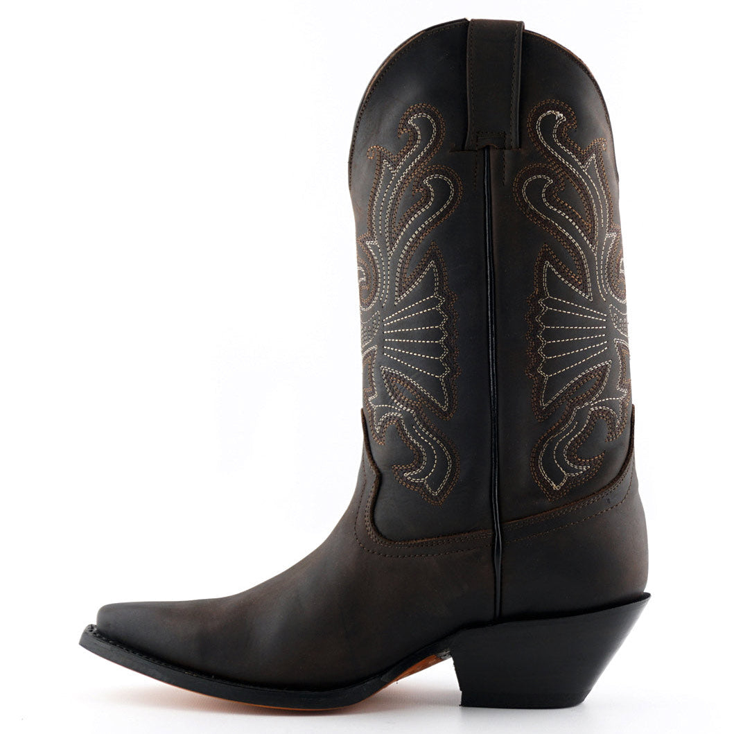 Premium Buffalo Brown Leather Western Cowboy Boots Handcrafted in Mexico