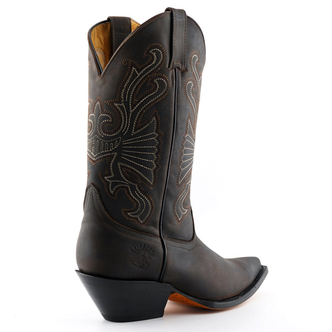 Premium Buffalo Brown Leather Western Cowboy Boots Handcrafted in Mexico