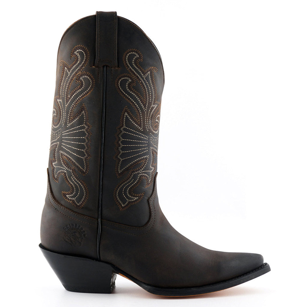 Premium Buffalo Brown Leather Western Cowboy Boots Handcrafted in Mexico