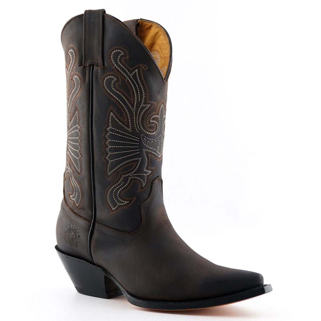 Premium Buffalo Brown Leather Western Cowboy Boots Handcrafted in Mexico