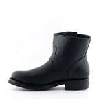 Charger Black Leather Engineer Ankle Boots - Double Buckle Harness Biker Boots for Men & Women