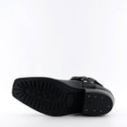 Renegade Lo Black Leather Western Ankle Boots - Harness Strap Slip-On Boots for Men & Women