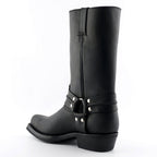 Renegade Hi Tall Black Leather Western Cowboy Boots - Harness Strap Boots for Men & Women