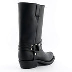 Renegade Hi Tall Black Leather Western Cowboy Boots - Harness Strap Boots for Men & Women