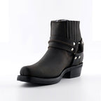 Renegade Lo Brown Leather Western Ankle Boots - Harness Strap Slip-On Boots for Men & Women