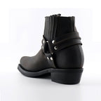 Renegade Lo Brown Leather Western Ankle Boots - Harness Strap Slip-On Boots for Men & Women