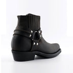 Renegade Lo Brown Leather Western Ankle Boots - Harness Strap Slip-On Boots for Men & Women