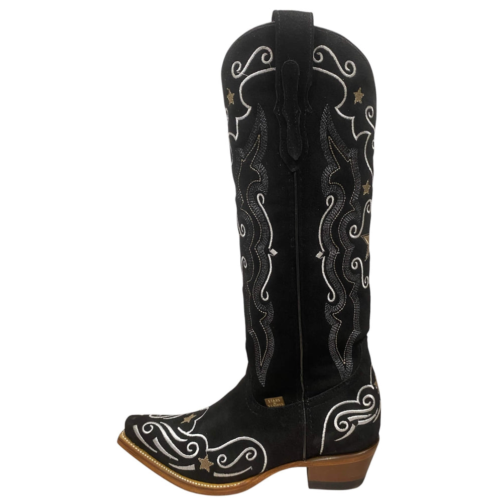 High Black Suede Women's Western Boots – My Star