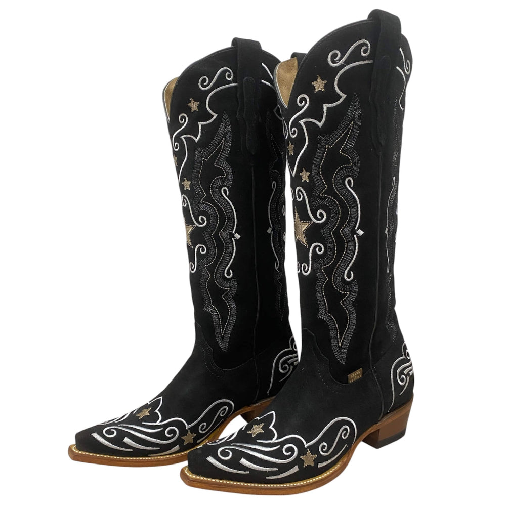 High Black Suede Women's Western Boots – My Star