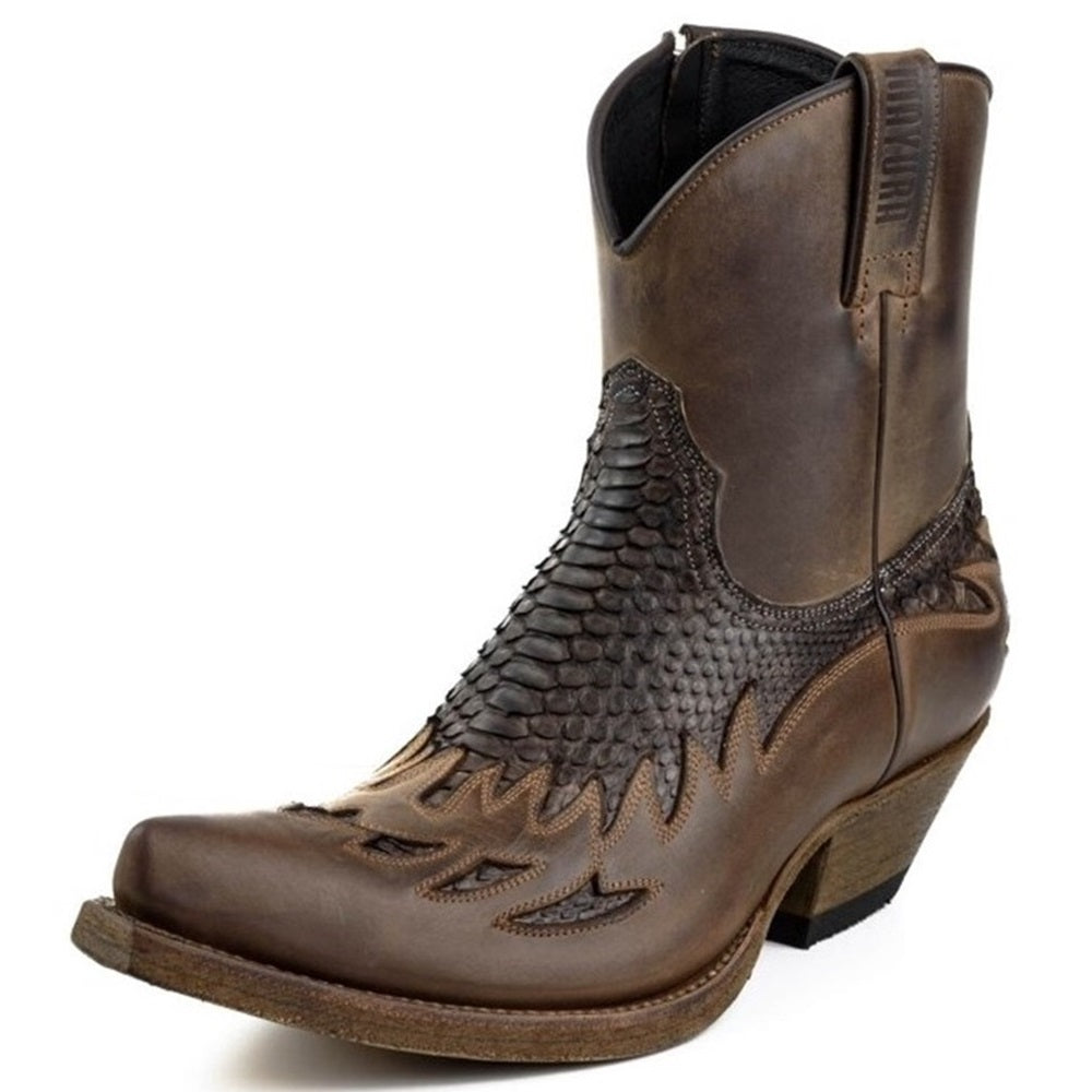 PYTHON LEATHER ANKLE BOOTS
