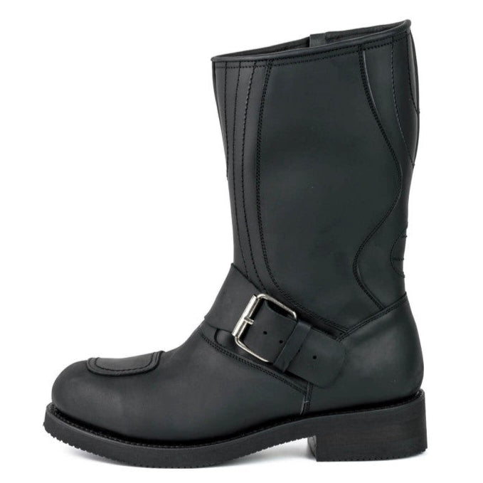 LEATHER BIKER BOOTS WITH ZIPPER