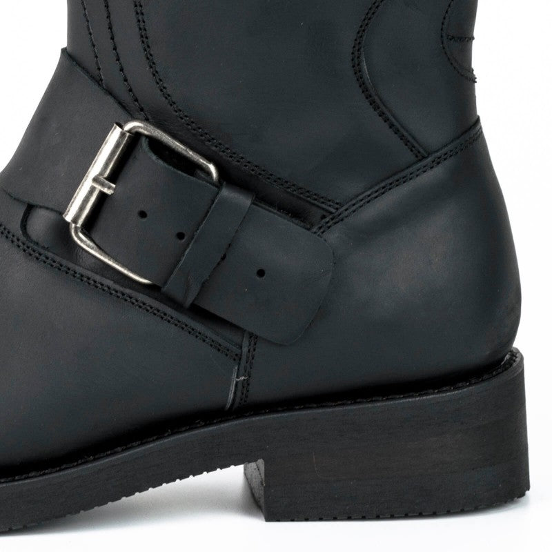 LEATHER BIKER BOOTS WITH ZIPPER