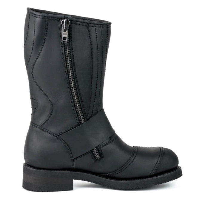 LEATHER BIKER BOOTS WITH ZIPPER