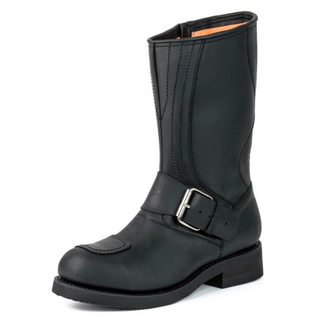 LEATHER BIKER BOOTS WITH ZIPPER