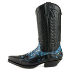 Men's Mex Cowboy Boots - Handmade Natural Python & Oiled Cowhide Leather