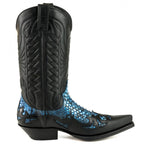 Men's Mex Cowboy Boots - Handmade Natural Python & Oiled Cowhide Leather