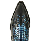 Men's Mex Cowboy Boots - Handmade Natural Python & Oiled Cowhide Leather