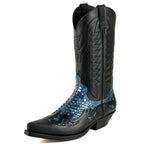 Men's Mex Cowboy Boots - Handmade Natural Python & Oiled Cowhide Leather