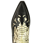 Men's Mex Cowboy Boots - Handmade Natural Python & Oiled Cowhide Leather