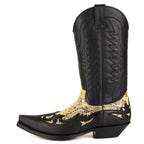Men's Mex Cowboy Boots - Handmade Natural Python & Oiled Cowhide Leather