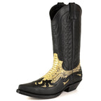 Men's Mex Cowboy Boots - Handmade Natural Python & Oiled Cowhide Leather