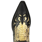 Men's Mex Cowboy Boots - Handmade Natural Python & Oiled Cowhide Leather