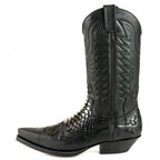Men's Mex Cowboy Boots - Handmade Natural Python & Oiled Cowhide Leather