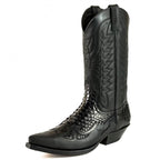 Men's Mex Cowboy Boots - Handmade Natural Python & Oiled Cowhide Leather