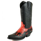 Men's Mex Cowboy Boots - Handmade Natural Python & Oiled Cowhide Leather