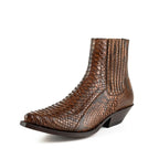 Men's Harrier M-50 Python Leather Ankle Boots - Goodyear Welted Chelsea Boots with Elastic Sides