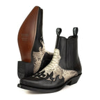 Men's Rock 2500 Python Cowboy Ankle Boots - Mayura Handcrafted Two-Tone Leather Booties
