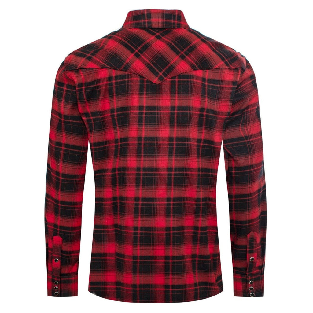 MEN'S WESTERN FLANNEL SHIRT BLACK & RED