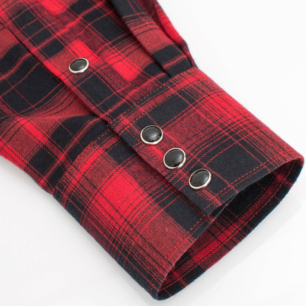 MEN'S WESTERN FLANNEL SHIRT BLACK & RED
