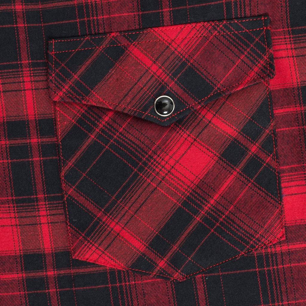MEN'S WESTERN FLANNEL SHIRT BLACK & RED